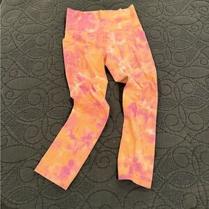 Athleta Orange and Pink cropped Leggings
